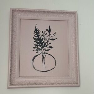 Framed Botanical Art in Pink and Black